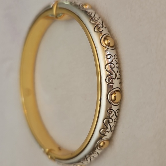 BRIGHTON Two-tone Scroll Bangle Clamper Bracelet - Picture 2 of 8
